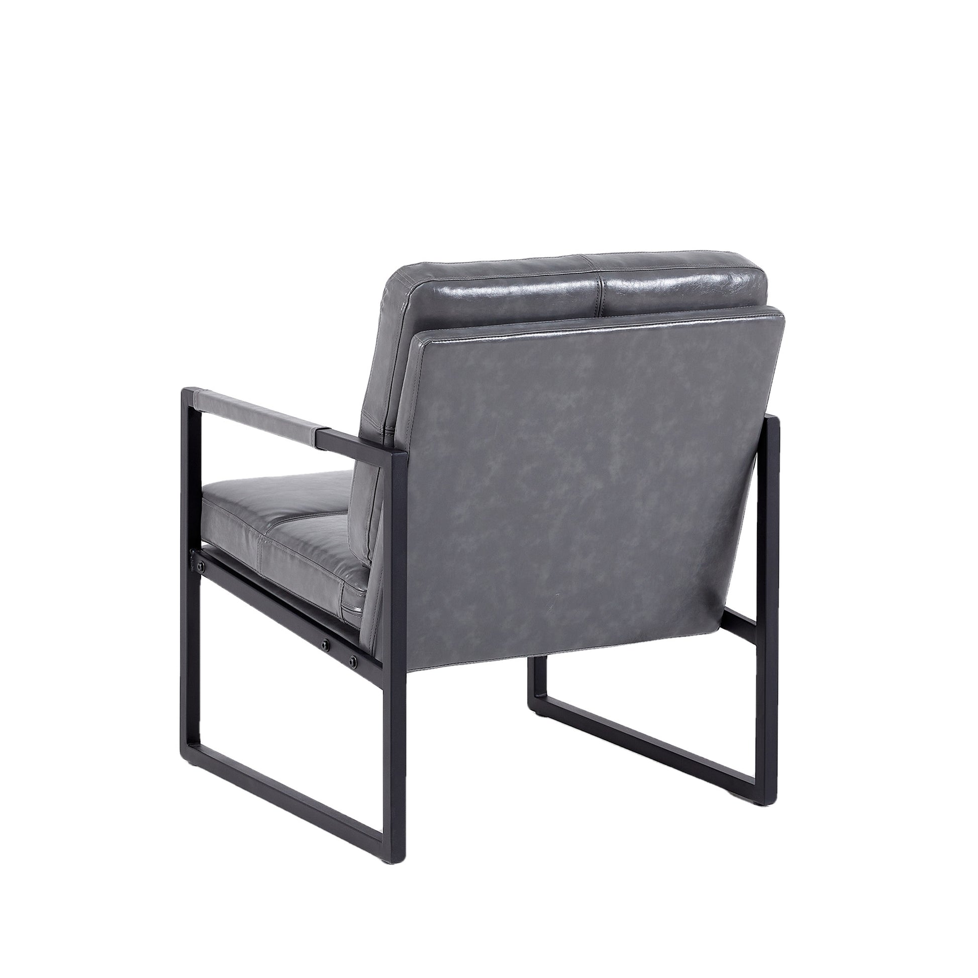 Light Grey Pu Leather Leisure Black Metal Frame Recliner Chair For Living Room And Bedroom Furniture Light Grey Pu Leather