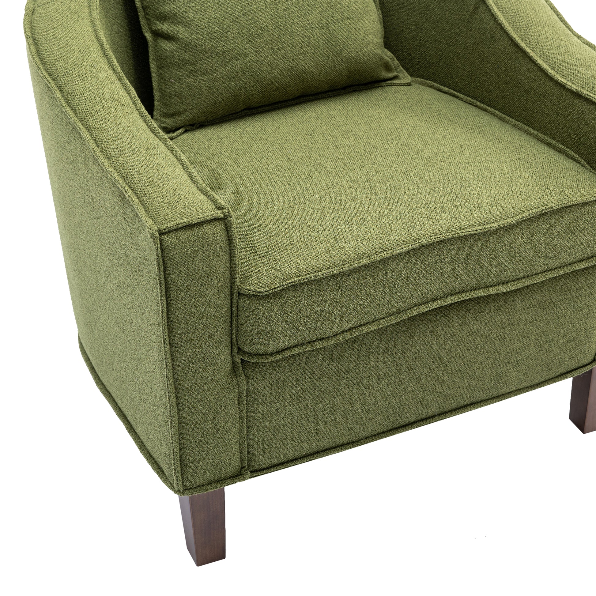 Coolmore Accent Chair With Ottoman, Mid Century Modern Barrel Chair Upholstered Club Tub Round Arms Chair For Living Room Olive Linen