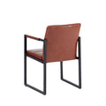 Brown Modern European Style Dining Chair Pu Leather Black Metal Pipe Dining Room Furniture Chair Set Of 2 Brown Pu Leather