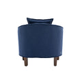 Coolmore Accent Chair With Ottoman, Mid Century Modern Barrel Chair Upholstered Club Tub Round Arms Chair For Living Room Navy Linen