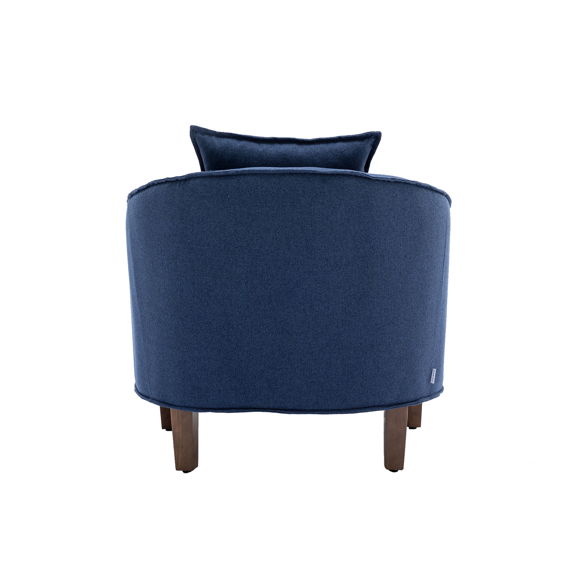 Coolmore Accent Chair With Ottoman, Mid Century Modern Barrel Chair Upholstered Club Tub Round Arms Chair For Living Room Navy Linen