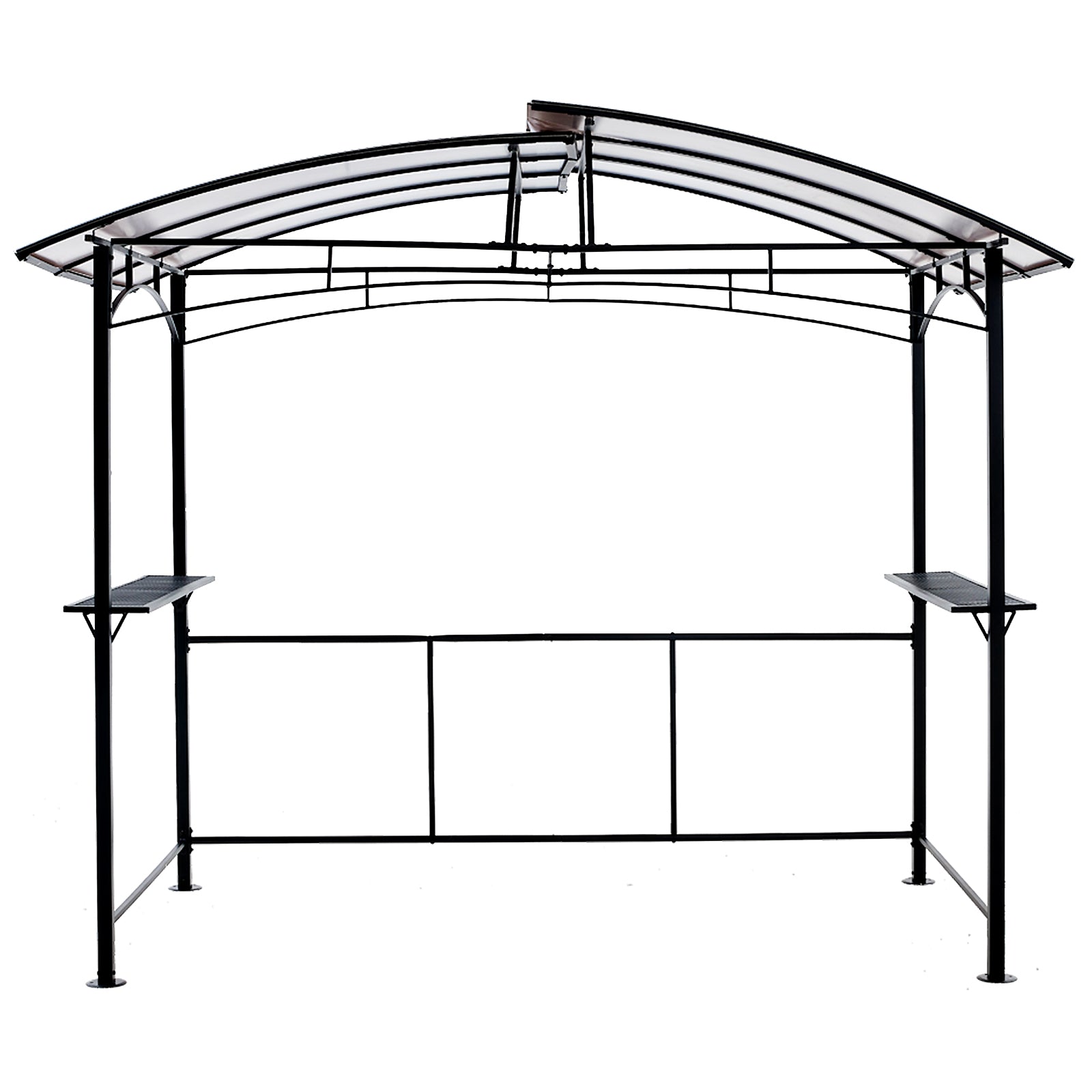 Grill Gazebo 8X5Ft,Outdoor Patio Canopy,Bbq Shelter With Steel Hardtop And Side Shelves Black Steel