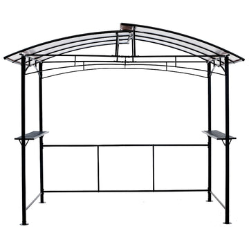 Grill Gazebo 8X5Ft,Outdoor Patio Canopy,Bbq Shelter With Steel Hardtop And Side Shelves Black Steel