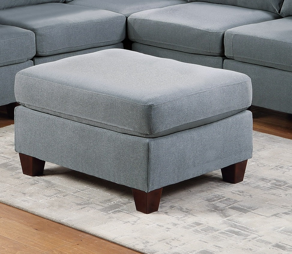 Living Room Furniture Cocktail Ottoman Grey Linen Like Fabric 1Pc Plush Ottoman Wooden Legs Grey Primary Living Space Grey Solid Contemporary,Modern,Transitional Fabric