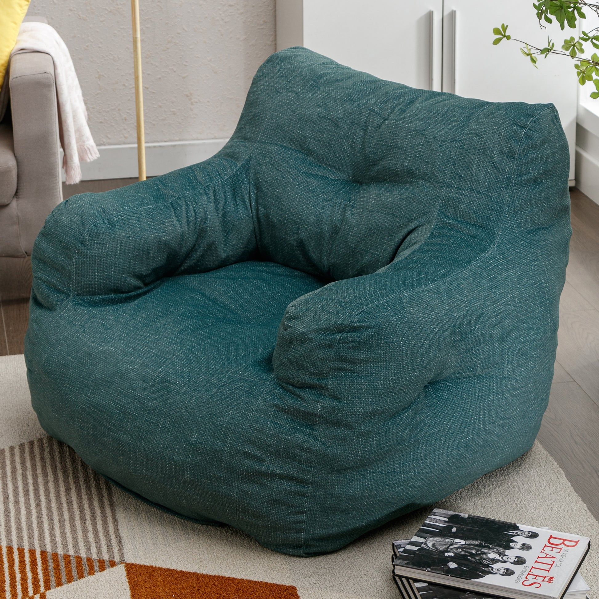 010 Soft Velvet Fabric Bean Bag Chair Filled With Memory Sponge,Green Green Velvet Soft Modern Foam Velvet