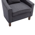 Coolmore Accent Chair With Ottoman, Mid Century Modern Barrel Chair Upholstered Club Tub Round Arms Chair For Living Room Dark Gray Linen