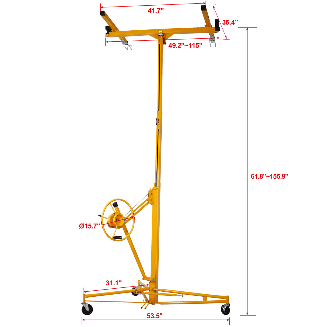 Drywall Lift Panel 13' Lift Drywall Panel Hoist Jack Lifter,Yellow Yellow Steel