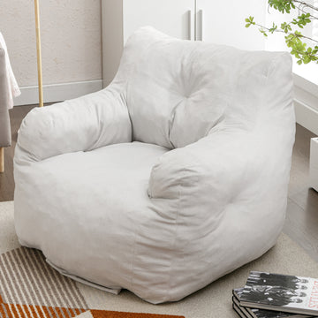 010 Soft Velvet Fabric Bean Bag Chair Filled With Memory Sponge,Ivory Ivory Velvet Soft Modern Foam Velvet