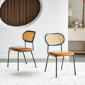 Brown Modern Simple Style Dining Chair Pu Leather Black Metal Pipe Pp Back Dining Room Furniture Chair Set Of 4 Brown Pu Leather