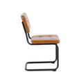 Brown Modern Simple Style Dining Chair Pu Leather Black Metal Pipe Dining Room Furniture Chair Set Of 2 Brown Pu Leather
