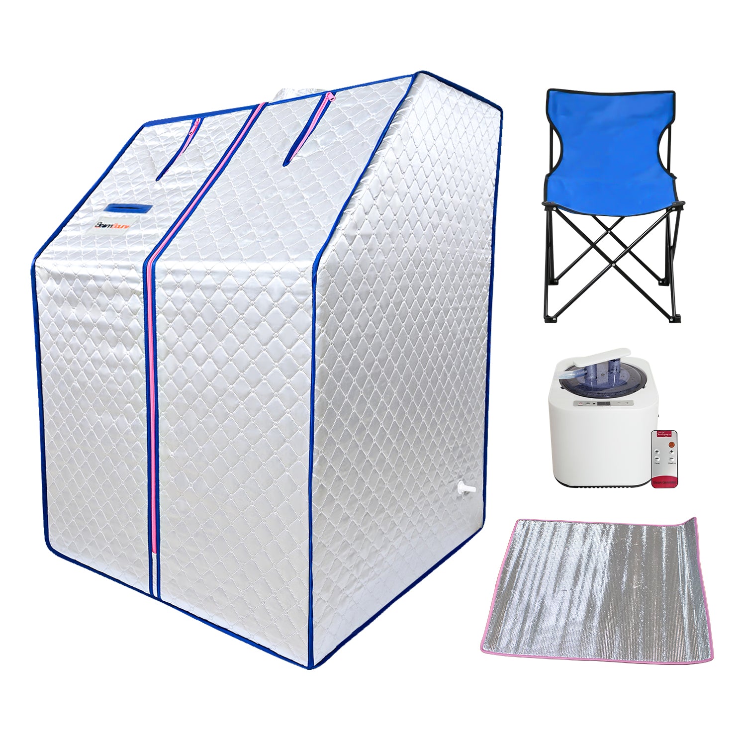 Sojourner Portable Sauna For Home Steam Sauna Tent, Personal Sauna Sauna Heater, Tent, Chair, Remote Included For Home Sauna Enjoy Your Own Personal Spa Silver Cotton Cotton