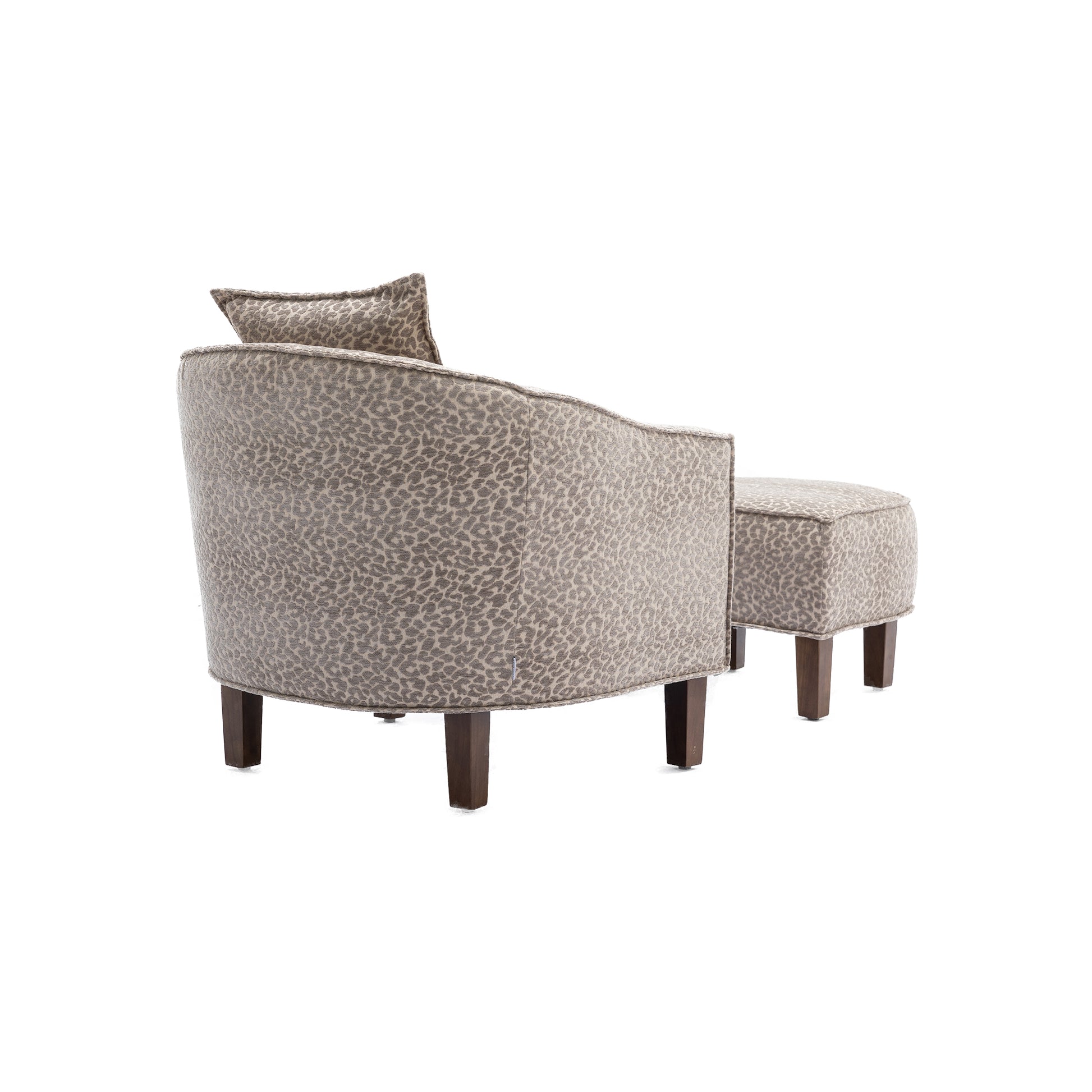 Coolmore Accent Chair With Ottoman, Mid Century Modern Barrel Chair Upholstered Club Tub Round Arms Chair For Living Room Leopard Gray Chenille