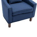 Coolmore Accent Chair With Ottoman, Mid Century Modern Barrel Chair Upholstered Club Tub Round Arms Chair For Living Room Navy Linen