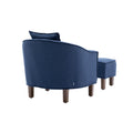 Coolmore Accent Chair With Ottoman, Mid Century Modern Barrel Chair Upholstered Club Tub Round Arms Chair For Living Room Navy Linen