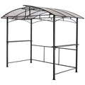 Grill Gazebo 8X5Ft,Outdoor Patio Canopy,Bbq Shelter With Steel Hardtop And Side Shelves Black Steel