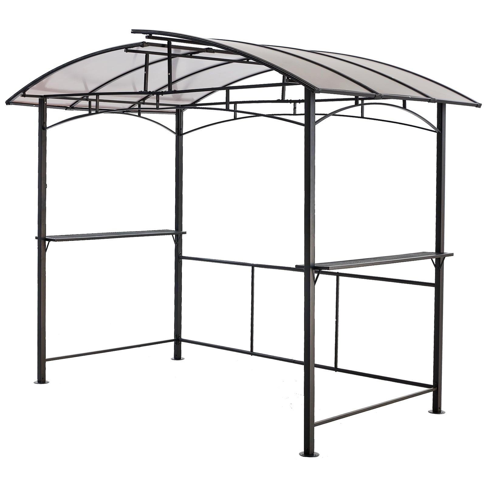 Grill Gazebo 8X5Ft,Outdoor Patio Canopy,Bbq Shelter With Steel Hardtop And Side Shelves Black Steel