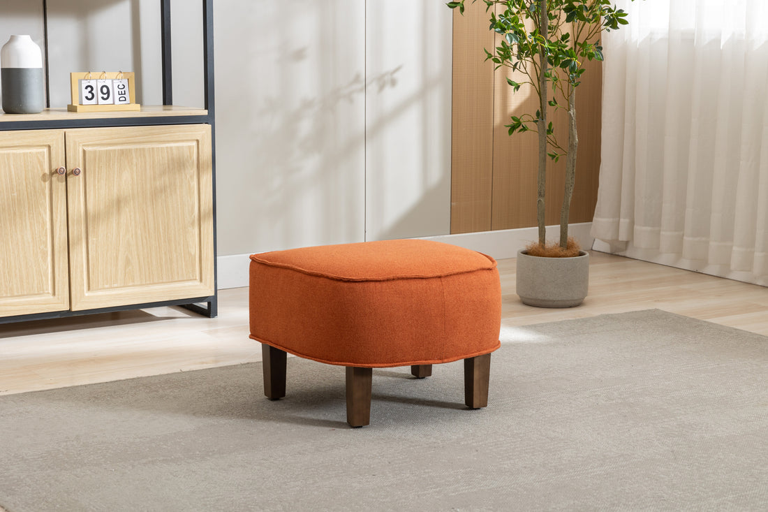 Coolmore Accent Chair With Ottoman, Mid Century Modern Barrel Chair Upholstered Club Tub Round Arms Chair For Living Room Orange Linen