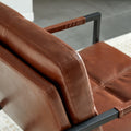 Red Brown Pu Leather Leisure Black Metal Frame Recliner Chair For Living Room And Bedroom Furniture Brown Pu Leather