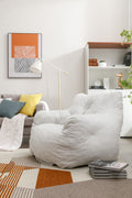 010 Soft Velvet Fabric Bean Bag Chair Filled With Memory Sponge,Ivory Ivory Velvet Soft Modern Foam Velvet