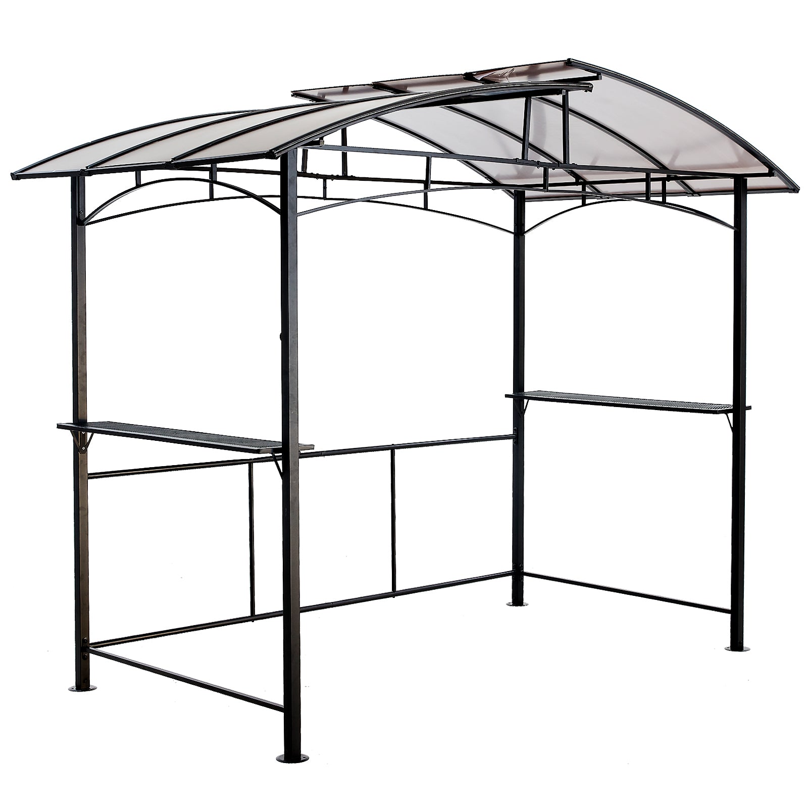 Grill Gazebo 8X5Ft,Outdoor Patio Canopy,Bbq Shelter With Steel Hardtop And Side Shelves Black Steel
