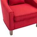 Coolmore Accent Chair With Ottoman, Mid Century Modern Barrel Chair Upholstered Club Tub Round Arms Chair For Living Room Red Linen
