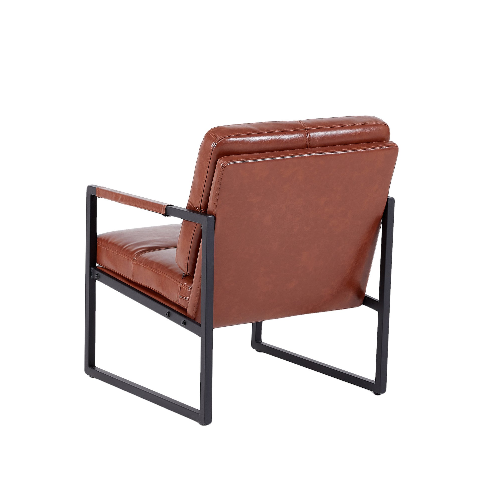 Red Brown Pu Leather Leisure Black Metal Frame Recliner Chair For Living Room And Bedroom Furniture Brown Pu Leather