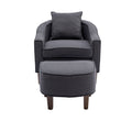 Coolmore Accent Chair With Ottoman, Mid Century Modern Barrel Chair Upholstered Club Tub Round Arms Chair For Living Room Dark Gray Linen