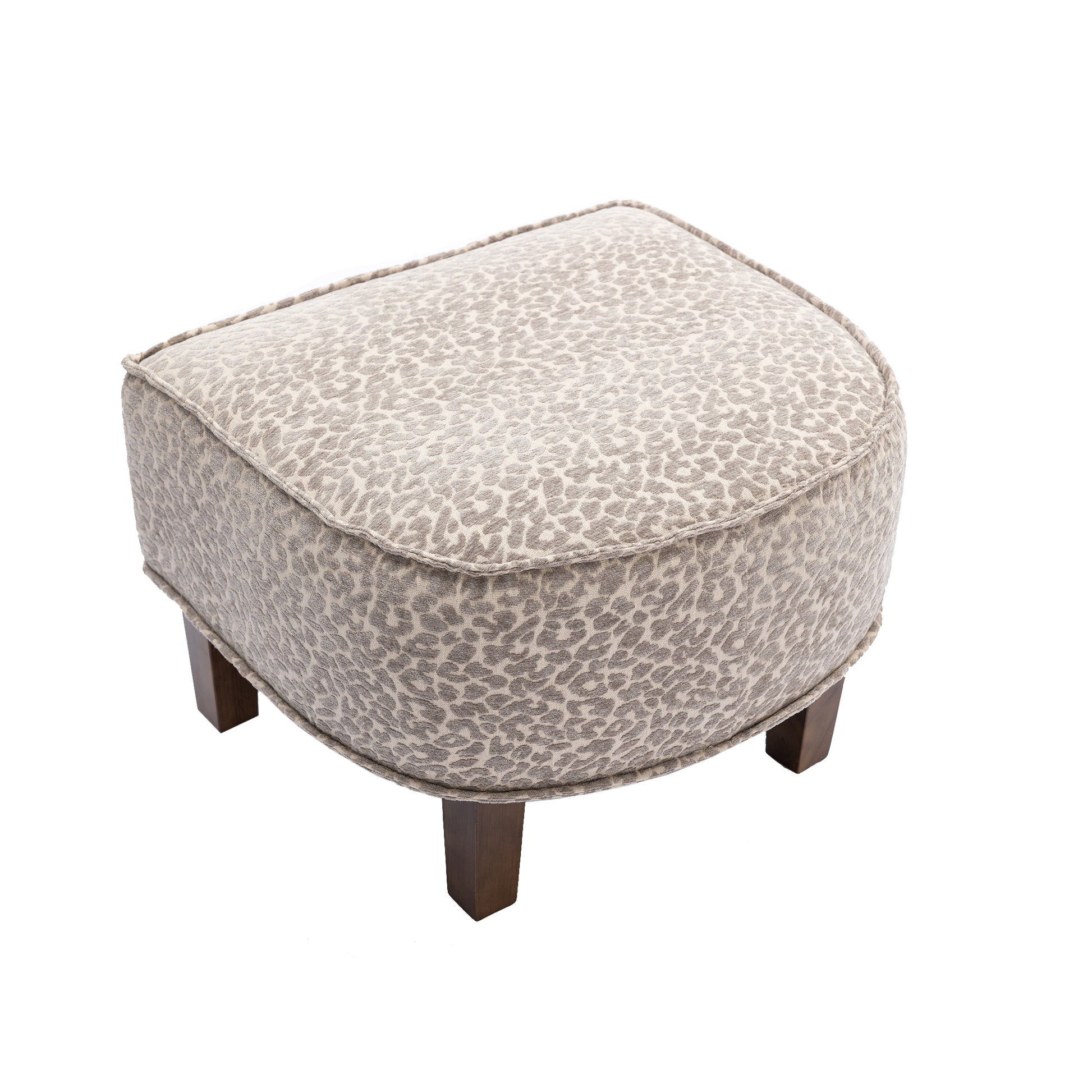 Coolmore Accent Chair With Ottoman, Mid Century Modern Barrel Chair Upholstered Club Tub Round Arms Chair For Living Room Leopard Gray Chenille