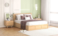 Queen Size Wood Platform Bed With Underneath Storage And 2 Drawers, Wood Color Box Spring Not Required Queen Natural Wood Bedroom Bed Frame Solid Wood Mdf