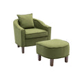 Coolmore Accent Chair With Ottoman, Mid Century Modern Barrel Chair Upholstered Club Tub Round Arms Chair For Living Room Olive Linen