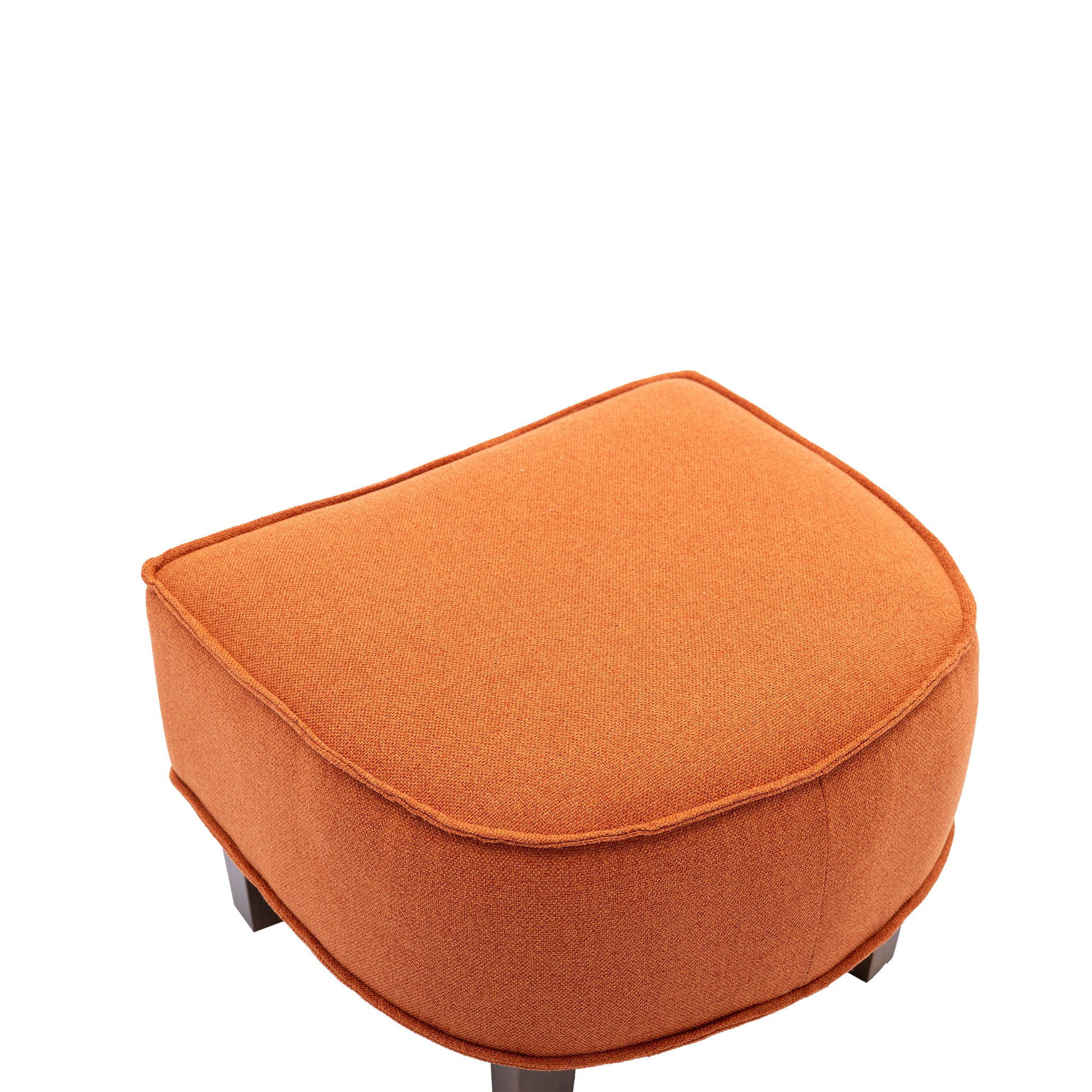Coolmore Accent Chair With Ottoman, Mid Century Modern Barrel Chair Upholstered Club Tub Round Arms Chair For Living Room Orange Linen