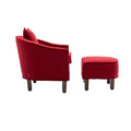 Coolmore Accent Chair With Ottoman, Mid Century Modern Barrel Chair Upholstered Club Tub Round Arms Chair For Living Room Red Linen