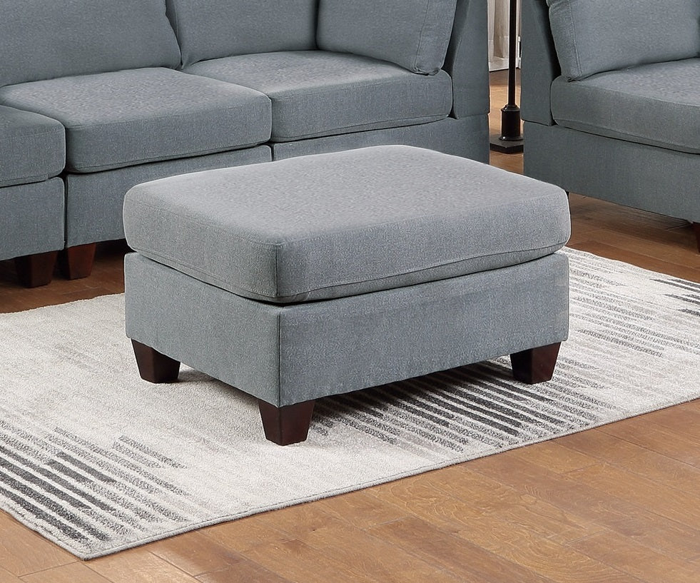 Living Room Furniture Cocktail Ottoman Grey Linen Like Fabric 1Pc Plush Ottoman Wooden Legs Grey Primary Living Space Grey Solid Contemporary,Modern,Transitional Fabric