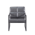 Light Grey Pu Leather Leisure Black Metal Frame Recliner Chair For Living Room And Bedroom Furniture Light Grey Pu Leather