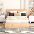 Full Size Wood Platform Bed With Underneath Storage And 2 Drawers, Wood Color Box Spring Not Required Full Natural Wood Bedroom Bed Frame Solid Wood Mdf