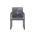 Ligth Grey Modern European Style Dining Chair Pu Leather Black Metal Pipe Dining Room Furniture Chair Set Of 2 Light Grey Pu Leather