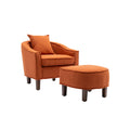Coolmore Accent Chair With Ottoman, Mid Century Modern Barrel Chair Upholstered Club Tub Round Arms Chair For Living Room Orange Linen