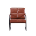 Red Brown Pu Leather Leisure Black Metal Frame Recliner Chair For Living Room And Bedroom Furniture Brown Pu Leather