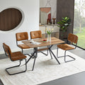 Brown Modern Simple Style Dining Chair Pu Leather Black Metal Pipe Dining Room Furniture Chair Set Of 2 Brown Pu Leather