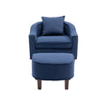 Coolmore Accent Chair With Ottoman, Mid Century Modern Barrel Chair Upholstered Club Tub Round Arms Chair For Living Room Navy Linen