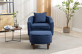 Coolmore Accent Chair With Ottoman, Mid Century Modern Barrel Chair Upholstered Club Tub Round Arms Chair For Living Room Navy Linen