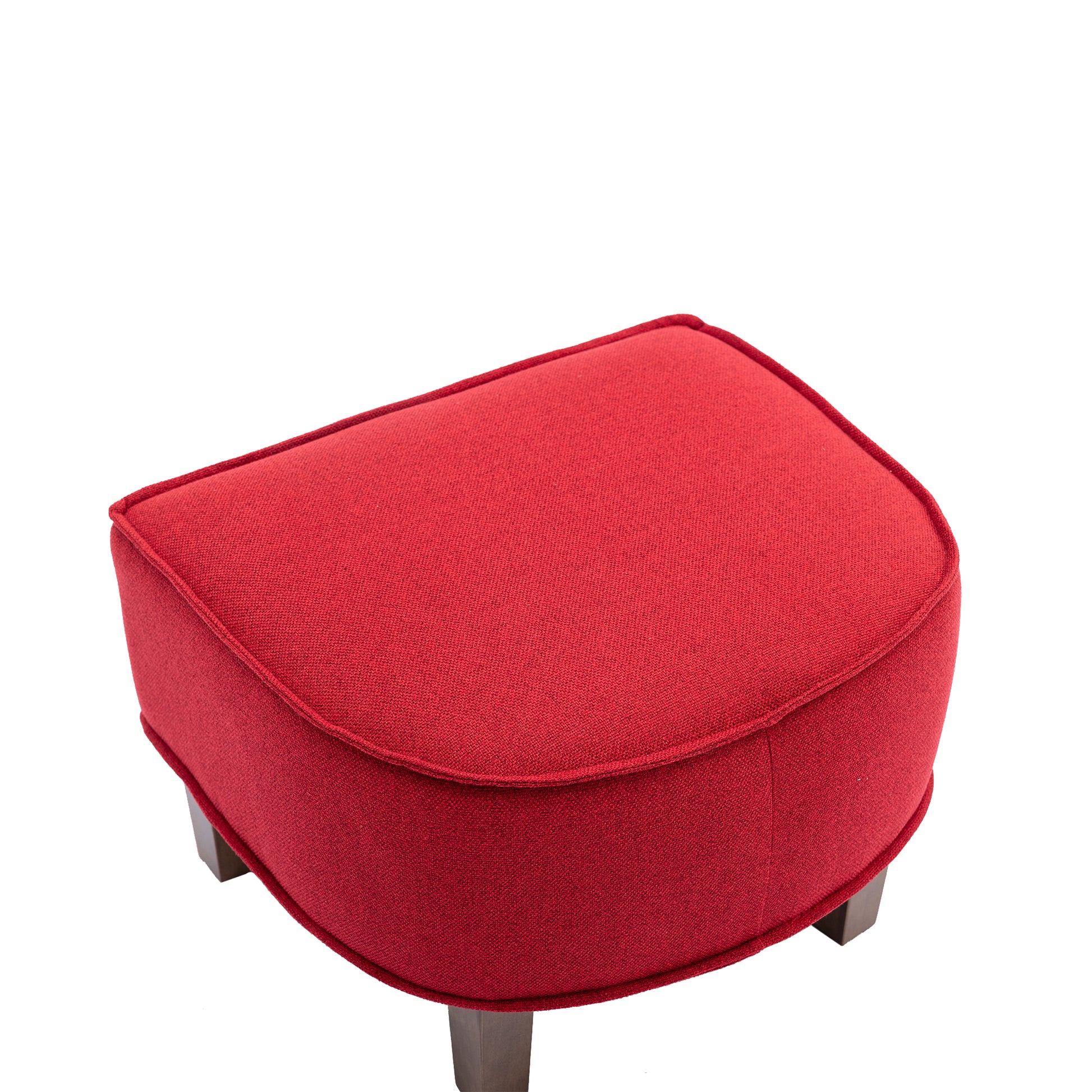Coolmore Accent Chair With Ottoman, Mid Century Modern Barrel Chair Upholstered Club Tub Round Arms Chair For Living Room Red Linen