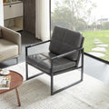 Light Grey Pu Leather Leisure Black Metal Frame Recliner Chair For Living Room And Bedroom Furniture Light Grey Pu Leather