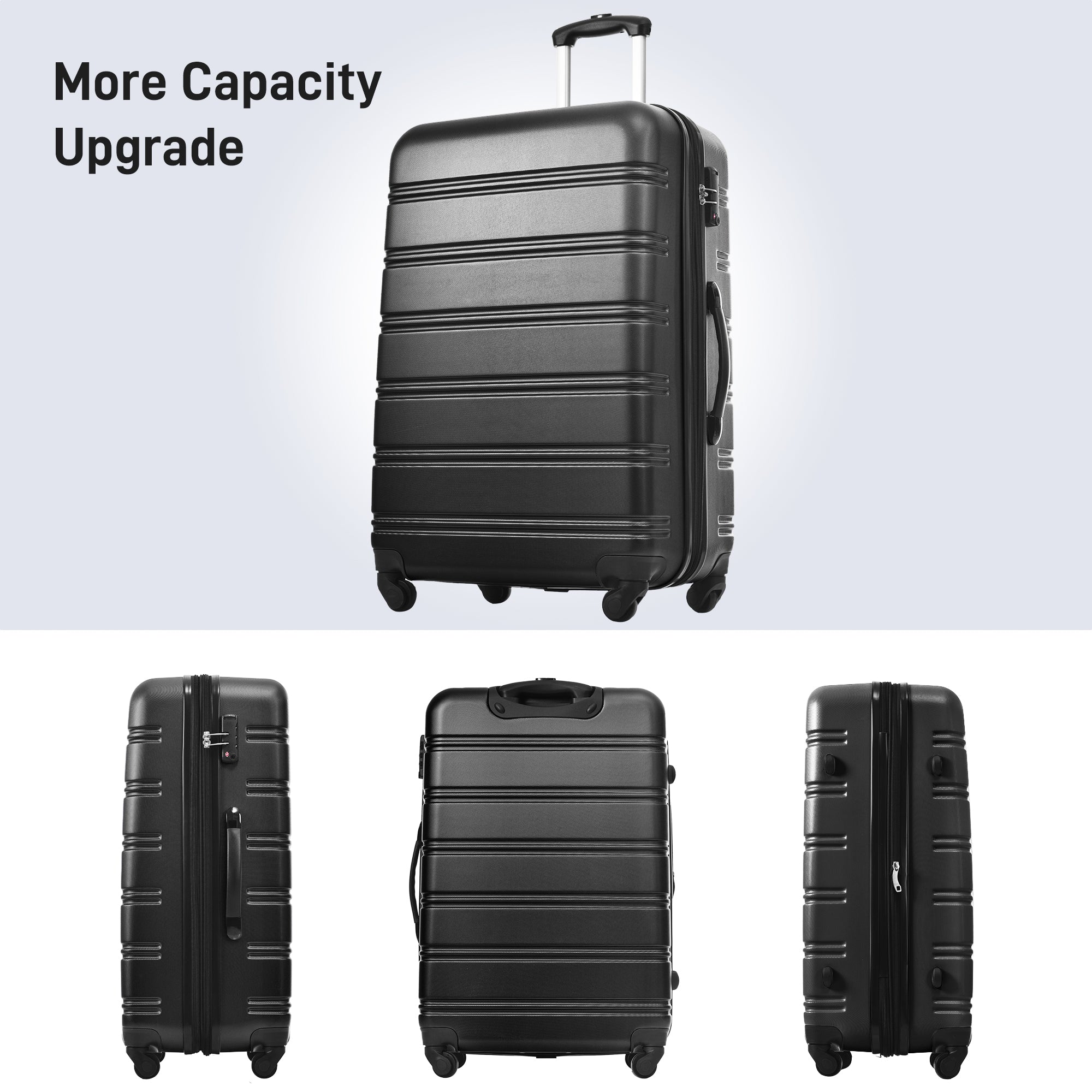 Luggage Sets of 2 Piece Carry on Suitcase Airline black-abs