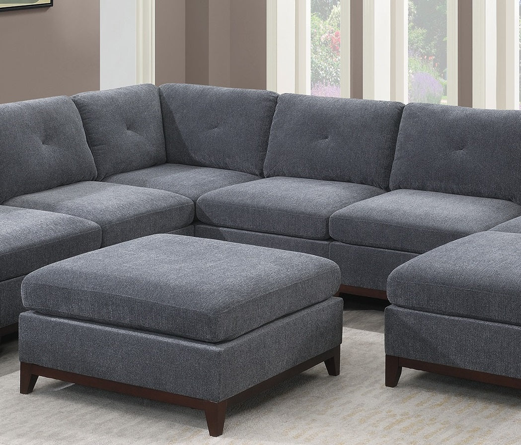 Ash Grey Chenille Fabric Modular Sectional 9Pc Set Living Room Furniture Corner Sectional Couch 3X Corner Wedge 4X Armless Chairs And 2X Ottomans Tufted Back. Gun Ash Chenille Wood Primary Living Space Cushion Back Contemporary,Modern Modular Chenille 9