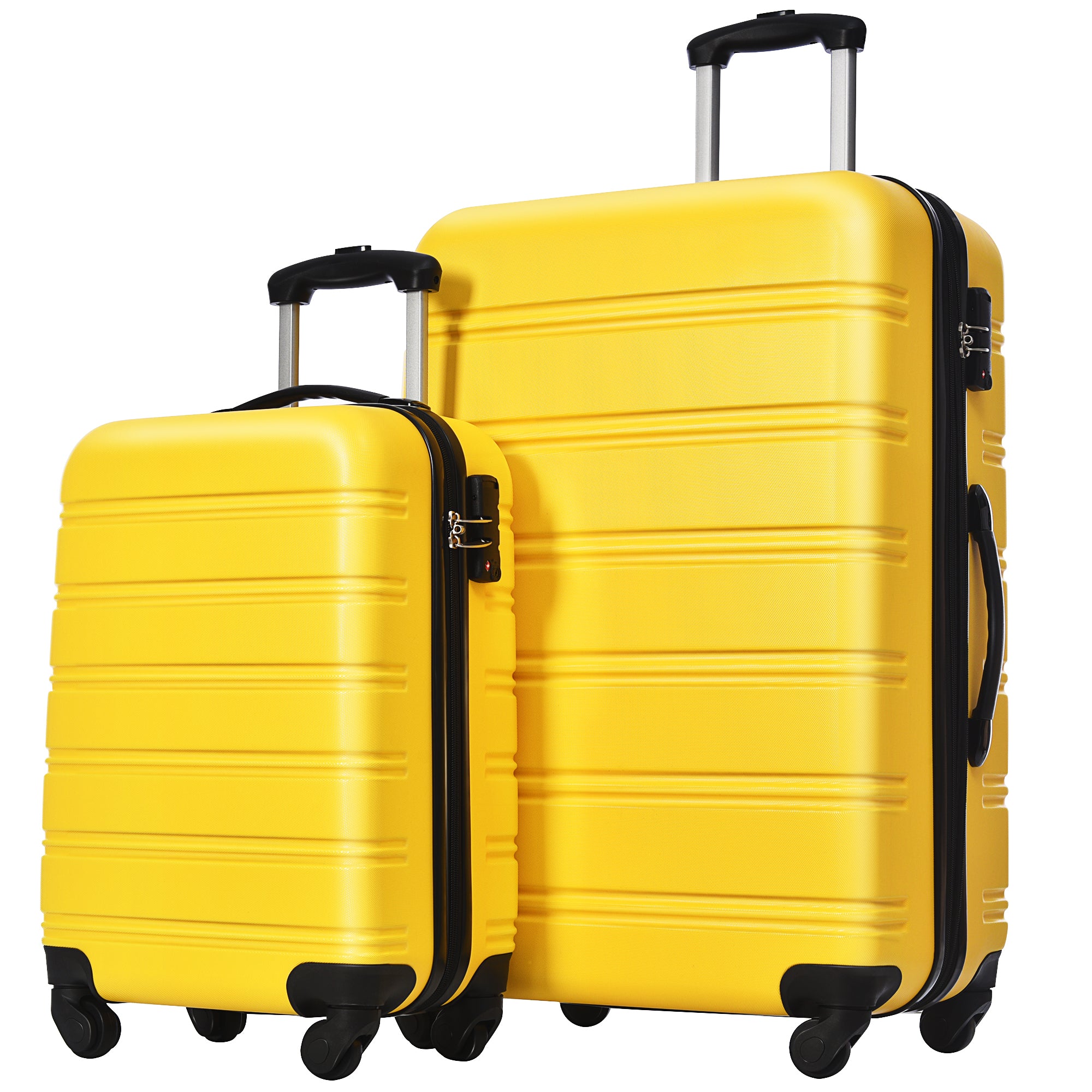 Luggage Sets of 2 Piece Carry on Suitcase Airline yellow-abs