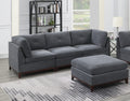 Ash Grey Chenille Fabric Modular Sofa Set 6Pc Set Living Room Furniture Couch Sofa Loveseat 4X Corner Wedge 1X Armless Chair And 1X Ottoman Tufted Back Gun Ash Chenille Wood Primary Living Space Cushion Back Contemporary,Modern Modular Chenille 6 Seat