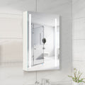 30X20 Inch Led Bathroom Medicine Cabinet Surface Mounted Cabinets With Lighted Mirror White Left Open White Modern Aluminium