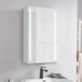 30X20 Inch Led Bathroom Medicine Cabinet Surface Mounted Cabinets With Lighted Mirror White Left Open White Modern Aluminium