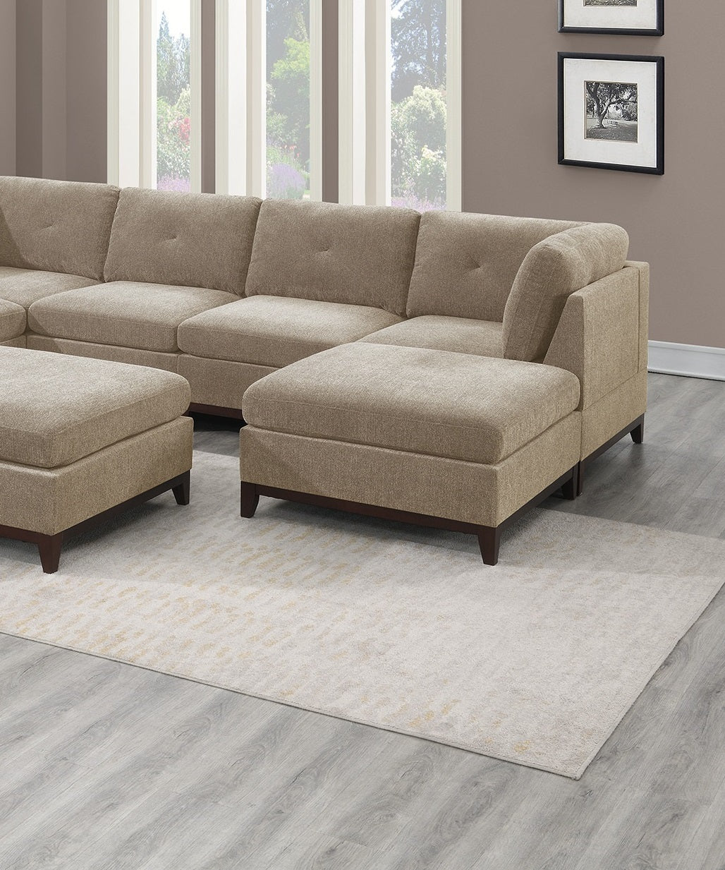 Camel Chenille Fabric Modular Sectional 9pc Set Living camel-chenille-wood-primary living space-cushion